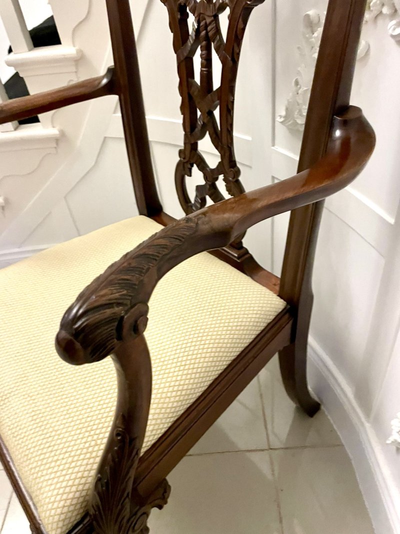 Outstanding Quality Antique Victorian Carved Mahogany Desk Chair - Image 6